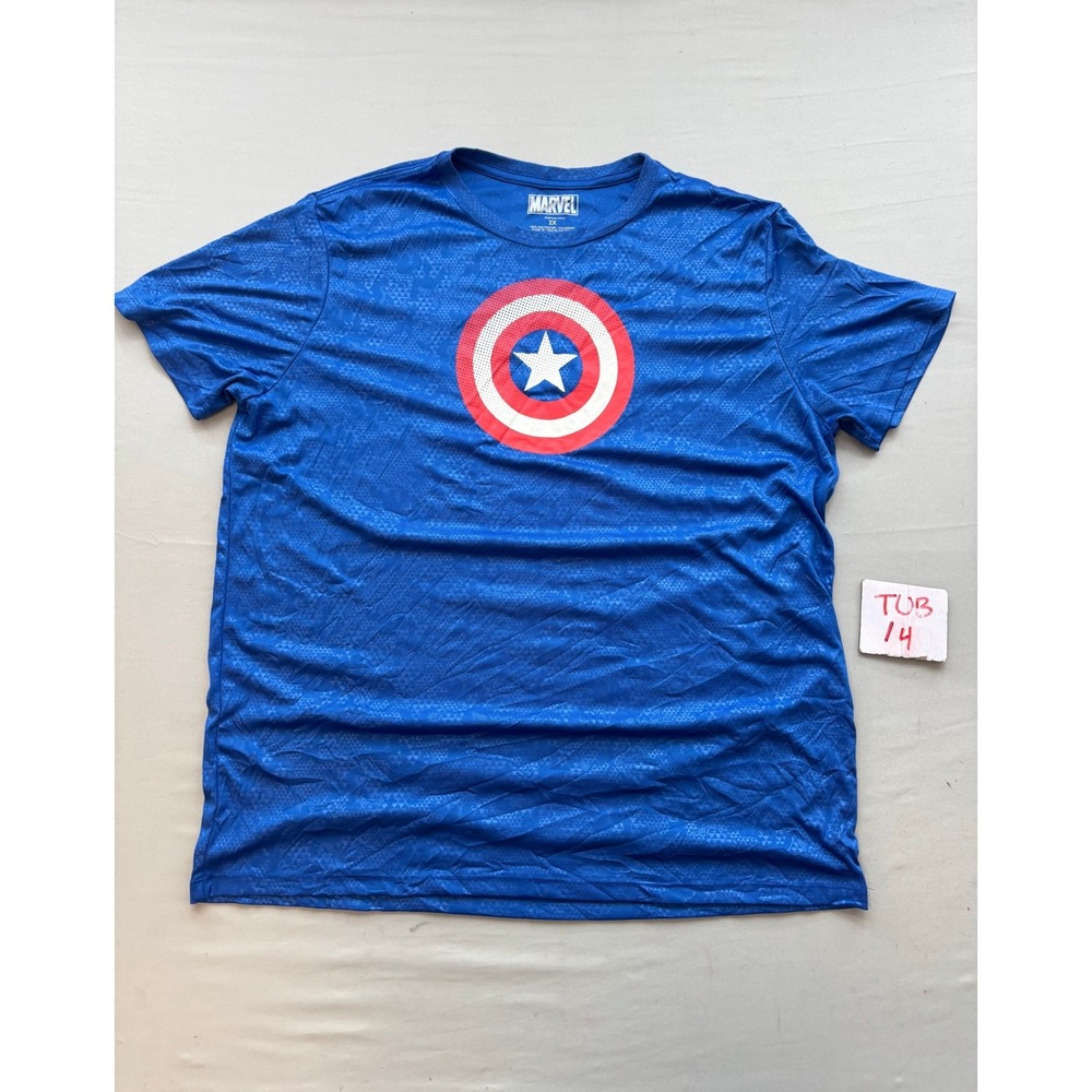 Marvel Captain America Shield Graphic T-Shirt Mens 2X Blue Performance Tee